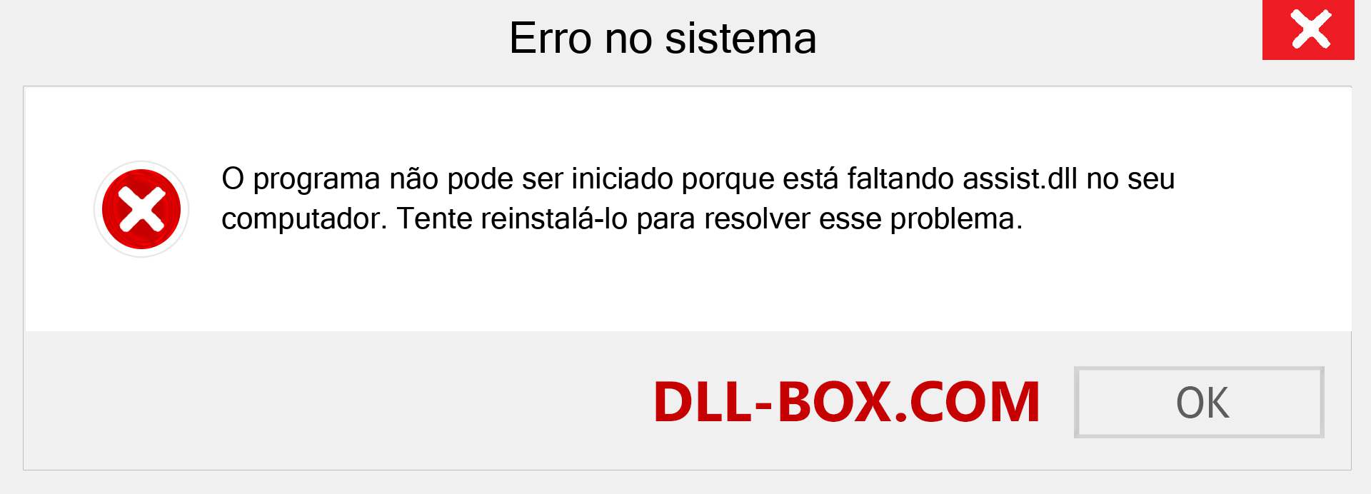 Arquivo assist.dll ausente ?. Download para Windows 7, 8, 10 - Correção de erro ausente assist dll no Windows, fotos, imagens